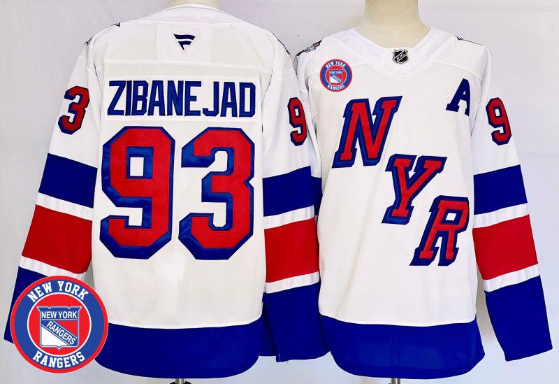 Men New York Rangers #93 Zibanejad White Fanatics 2025 NHL Jersey style 4